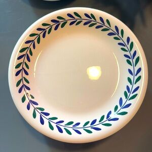 Vintage Italian Furio Plates Set of 2 La Primula 10”with Blue & Green Branch Rim